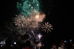 Fireworks in the sky in celebration of Eid
