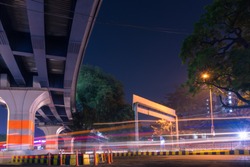 A picture of light trails show in New Delhi, India.