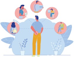 Flat Poster with Spine Pain in Lower Back Causes. Man Suffering from Backache. Correct Body Postures during Sitting, Standing, Carrying Weights, Driving Car, Working at Computer. Vector Illustration