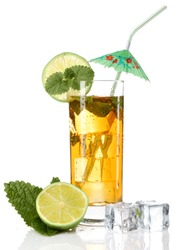 cocktail with umbrella and straw