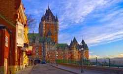 Golden hour early morning view of the Château Frontenac - an iconic landmark in Quebec City, Quebec, Canada