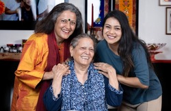 Three generations of women in a picture , Group photo of Grandmother , mother and daughter 