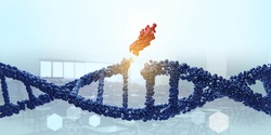 DNA molecule. Genetic editor, manipulating and modifying the DNA concept. Medical science 3D rendering