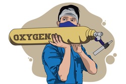 Oxygen scarcity in India during corona virus pandemic, young man managed to acquire a cylinder of oxygen