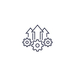 Operational excellence, production growth icon, line vector