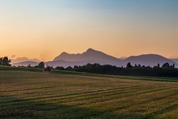 The sun goes down over the fields of Friuli Venezia-Giulia, Italy