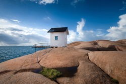 Lighthouse in Lysekil Sweden on the westcoast with the ocean