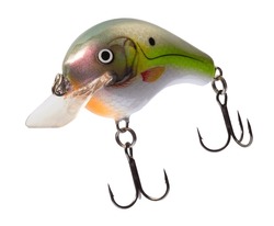 Large green fishing lure with two treble hooks