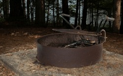 Steel ring for making a campfire safely at Jordan Lake