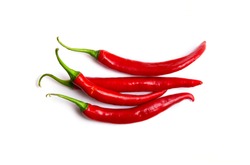 Chili spur pepper ( Cayenne pepper, long fed pepper, spur pepper) on white background
