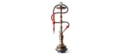 Modern old brass hookah isolated on white. whole object copy paste