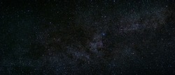 Panorama of the Milky Way in the galaxy. Bright stars on a night sky, long exposure photograph, 