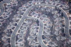 Burned neighborhood from Marshall wildfire, Louisville, Colorado 2021.