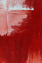 abstract creative background: white and red blurred stains of colored primer when toning the canvas, temporary object. 