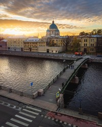 View to The Trinity Cathedral, in Saint Petersburg, Russia, a formerly Russian Imperial Army Izmaylovskiy regiment Russian Orthodox church