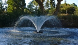 Close up view of water fountain in park