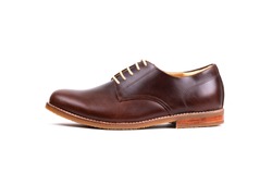 Genuine oil pull up Leather men derby shoes isolated on white background.