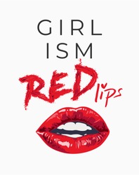 red lips slogan with lips illustration