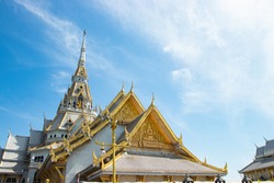 Roof of Thai temple at Wat Sothon Wararam Worawihan in Thailand.