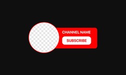 Youtube Profile Icon Interface. Subscribe Button. Channel Name. Transparent Placeholder. Put Your Photo Under Background. Social Media Illustration