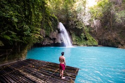 Kawasan waterfalls located on Cebu Island, Philippines - Beautiful waterfall in the jungle