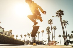 Skater boy on the street in Los angeles. Skateboarding in venice, California
