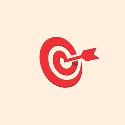 bullseye with dart icon image,
spiral target logo with an arrow in the center
Target and arrow vector icon in trendy flat style. 
Business concept illustration. Success strategy design.