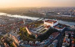 Bratislava castle during epic sunride 