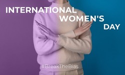 Break the bias symbol of woman's international day. Crossed hands. Woman arms crossed to show solidarity, breaking stereotypes, inequality 
