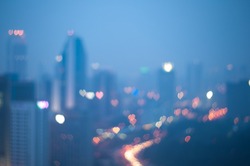 Blur image of Kuala Lumpur with heart bokeh