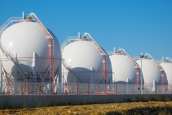 Liquefied  petroleum gas (LPG) storage tanks. Gas plant. 
