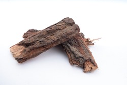Babul Chaal (Acacia Bark) also known as Vachellia,Nilotica bark,Kikar Ki Chaal,Gum Arabic Tree Bark, over isolated background