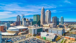 Aerial of Downtown Charlotte, North Carolina, USA