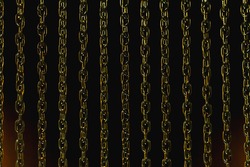 Background of iron chains, a wall of solid, robust, hard, strong, sturdy metal chains.