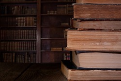 old books, antique library background