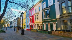 Colorful houses in Notting Hill district in London