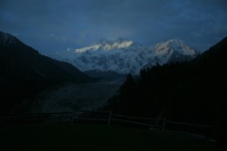 first light on the snow mountains in Himalaya,
 landscapes of fairy meadows and nanga parbat Himalayan mountains 