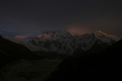first light on the snow mountains in Himalaya,
 landscapes of fairy meadows and nanga parbat Himalayan mountains 
