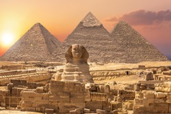 The Sphinx and the Piramids, famous Wonder of the World, Giza, Egypt