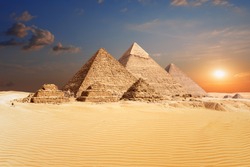 Famous Egyptian Pyramids of Giza, beautiful view