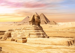 Gorgeous Sphinx in front of the Giza Pyramids, Egypt
