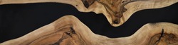 black epoxy resin panel with walnut, texture for design