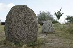 Runestone in Sweden. Written by Vikings a thousand years ago.