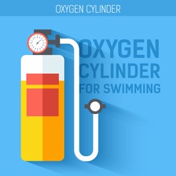 Oxygen cylinder for swimming.  Vector icon illustration background. Colorful template for you design, web and mobile applications concept