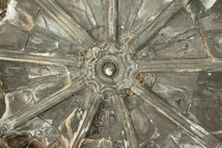 Domed ceiling of old temple. Details of architecture of antiquity. Ceiling of religious building.