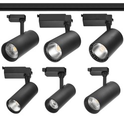 set of modern led track ceilling lamps isolated with clipping path