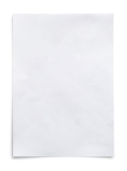 White paper sheet isolated on white background with clipping path.