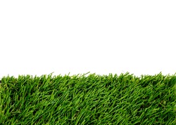 Green grass mat with white area for copy space. Artificial turf tile background.