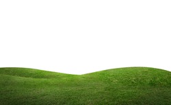 Green hill of grass field isolated on white background with clipping path.