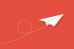 Paper plane flying. Concepts: the way forward, unique, innovation, start-up company, business, growth, travel, freedom, dream.